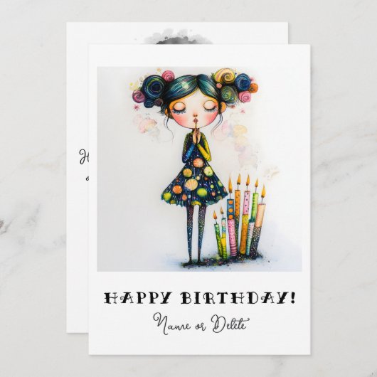 *_* 14  PHOTO NAME Birthday Personalize Whimsical 招待状 (正面/裏面)