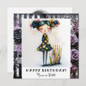 *_* 14  PHOTO NAME Birthday Whimsical Gothic 招待状 (正面/裏面)
