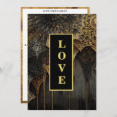 *~ 14 RSVP AR26 QR Gold Lace LOVE Luxury Wedding  招待状 (正面/裏面)