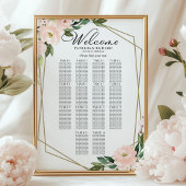 14 Tables Blush Geometric Wedding Seating Chart ポスター