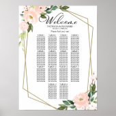 14 Tables Blush Geometric Wedding Seating Chart ポスター (正面)