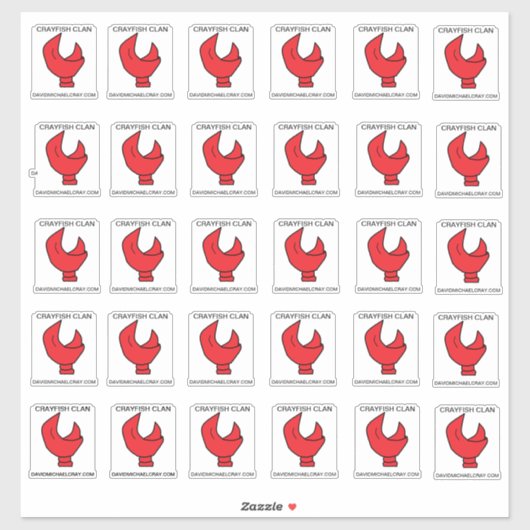 14"X14"シート上の30 CRAYFISHクローのシール シール (シート)
