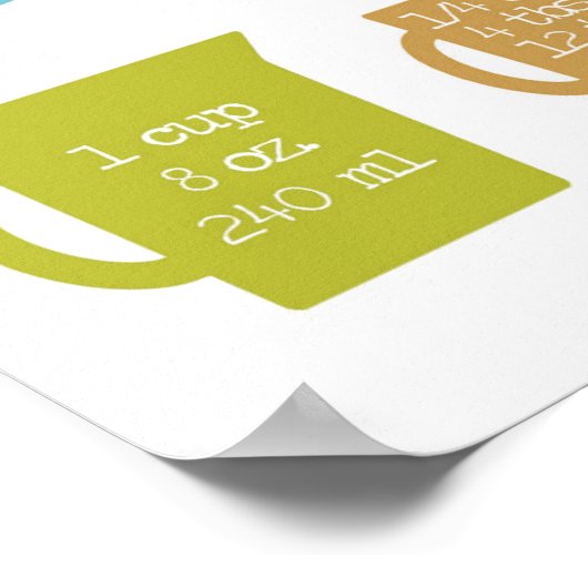 14" x 11", Measuring Conversions for the Kitchen ポスター (角)