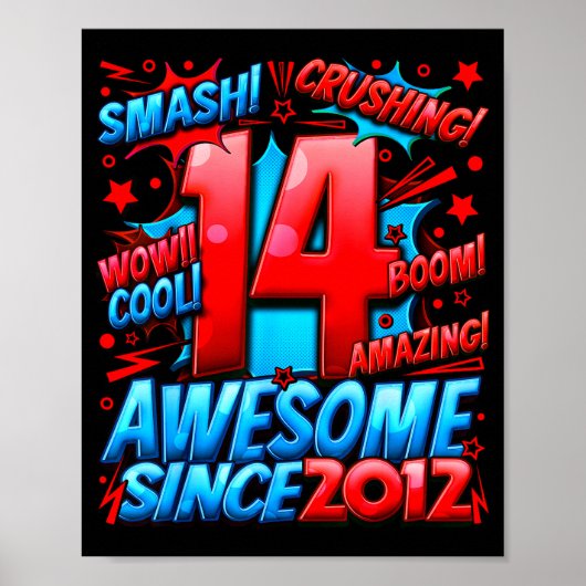 14 Year Old For Boys 14th Birthday Boy 14 Year Old ポスター (正面)