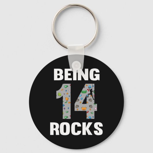 14 Year Old Rock Climber Birthday 14th Climber Bei キーホルダー (正面)