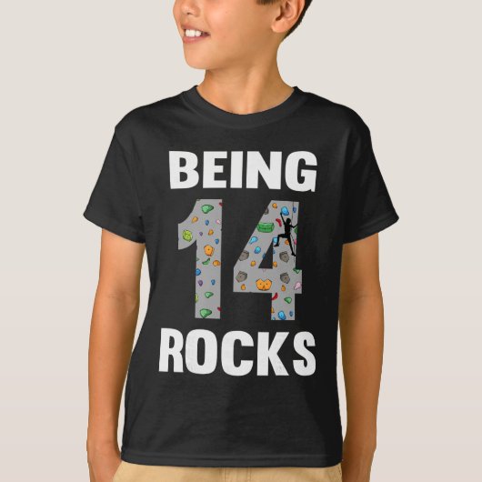 14 Year Old Rock Climber Birthday 14th Climber Bei Tシャツ (正面)