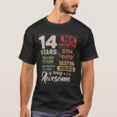 14 Years Of Being Awesome Retro Countdown 14Th Bir Tシャツ (正面)