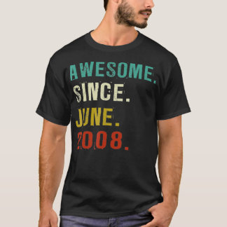 14 Years Old Awesome Since June 2008 14th Birthday Tシャツ