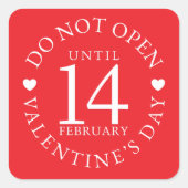 14thバレンタインデー明るい赤まで開かない スクエアシール (正面)