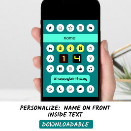 14th誕生日コンピューティングアイコン名を追加 カード