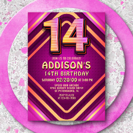 14th誕生日ネオン招待状 招待状