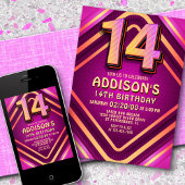 14th誕生日ネオン招待状 招待状