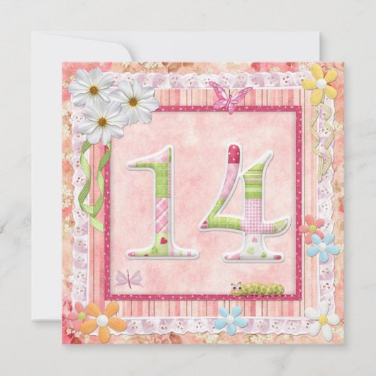 14th誕生日パーティースクラップブック作りスタイル 招待状 (正面)