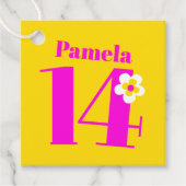 14th誕生日パーティー女の子ピンク黄色の紫 フェイバータグ (正面)