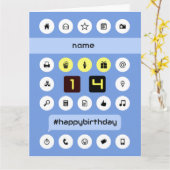 14th誕生日add name computing パーソナライズされた カード (黄色い花)