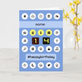 14th誕生日add name computing パーソナライズされた カード (黄色い花)