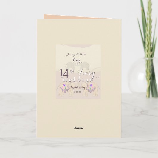 14th Anniversary Blank Folded Greeting Card カード (裏面)