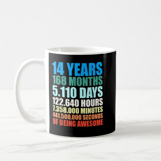 14th Birthday Gift Boys 14s Years Beings Awesome コーヒーマグカップ (左)