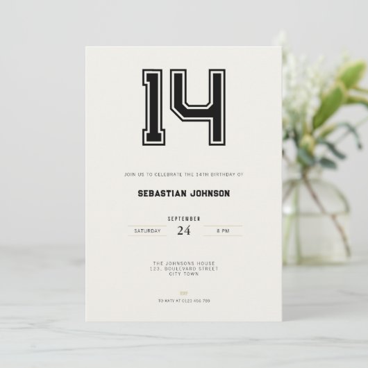 14th Birthday Invitation - Minimal Sport Style 招待状 (スタンド正面)