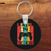 14th Birthday Level 14 Achieved Gamer Funny Birthd キーホルダー (正面)