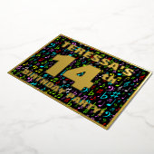 14th Birthday Party —おもしろい、音楽シカラフルンボル 箔招待状 (回転した状態)