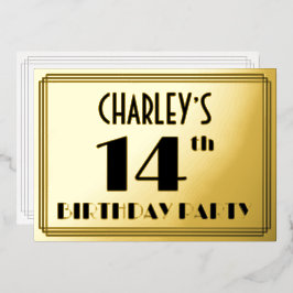 14th Birthday Party —アールデコ検索「14」 +名前 箔招待状