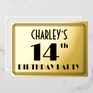 14th Birthday Party —アールデコ検索「14」 +名前 箔招待状