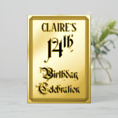 14th Birthday Party – スクリプエレガントト+名前をカスタムする 箔招待状 (立ち正面)