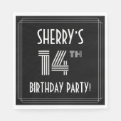 14th Birthday Party: Art Deco Style + Custom Name スタンダードランチョンナプキン (正面)