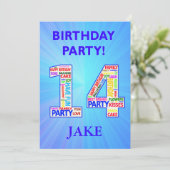14th Birthday Party Invitation名前の追加 招待状 (スタンド正面)