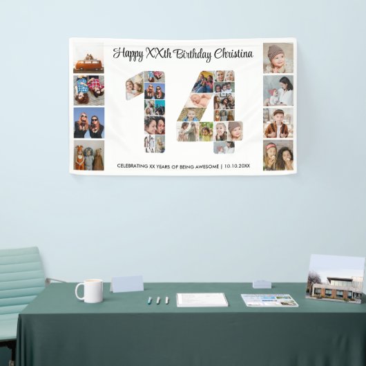 14th Birthday Party Number 14 Photo Collage 横断幕 (トレードショー)