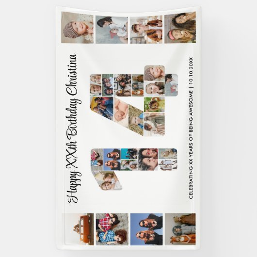 14th Birthday Party Number 14 Photo Collage 横断幕 (縦)