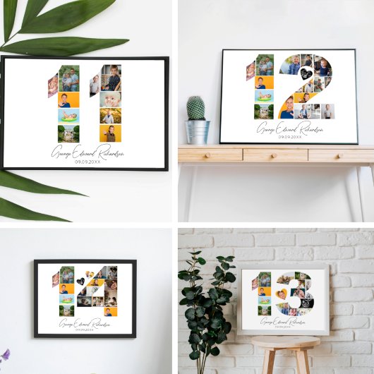 14th Birthday Photo Collage Poster Keepsake ポスター