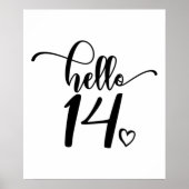 14th Birthday Women Hello 14 Cute 14 Years Old ポスター (正面)