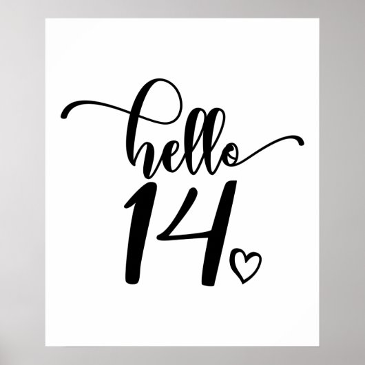 14th Birthday Women Hello 14 Cute 14 Years Old ポスター (正面)