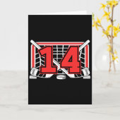 14th Ice Hockey Birthday 14 Year Old Ice Hockey Pl カード (黄色い花)