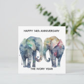14th wedding anniversary card elephant カード (スタンド正面)