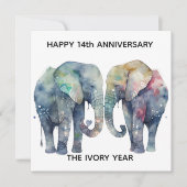 14th wedding anniversary card elephant カード (正面)