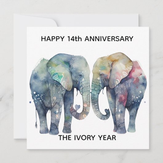 14th wedding anniversary card elephant カード (正面)