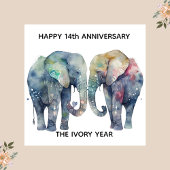 14th wedding anniversary card elephant カード