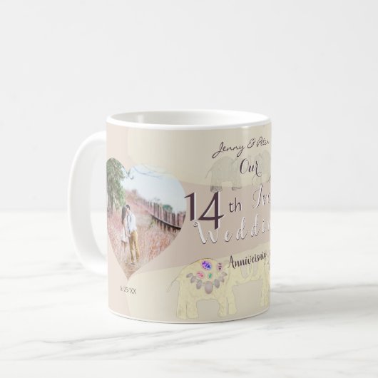 14th Wedding Anniversary Ivory Coffee Mug コーヒーマグカップ (正面左)