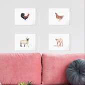 14x11かわいい農場動物水彩動物セット (リビング)