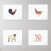 14x11かわいい農場動物水彩動物セット (正面)