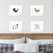 14x11かわいい農場動物水彩動物セット (寝室)