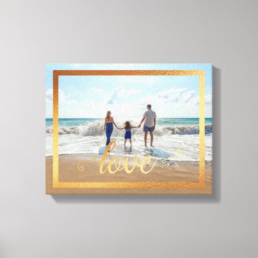 14x11ラブタイポグラフィと金ゴールドフレーム キャンバスプリント (正面)