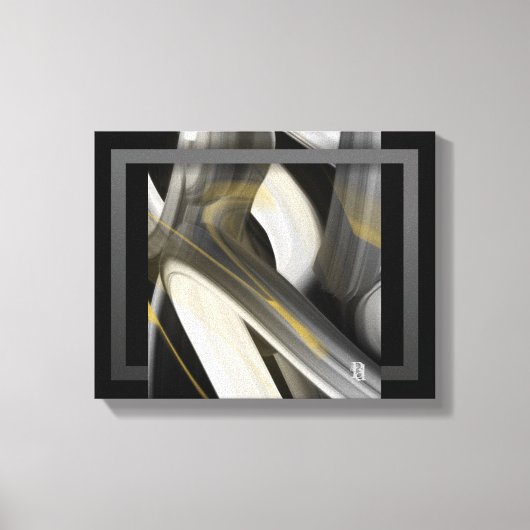 14x11" Trend Abstract Art Canvas Black White Gold キャンバスプリント (正面)