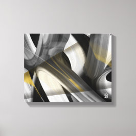 14x11" Trend Abstract Art Canvas Black White Gold キャンバスプリント