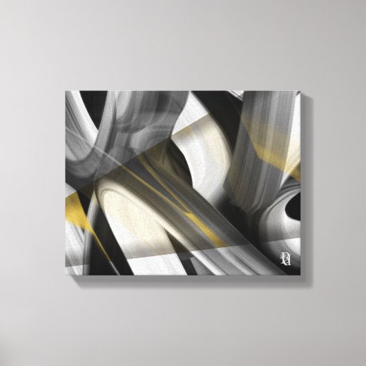 14x11" Trend Abstract Art Canvas Black White Gold キャンバスプリント (正面)