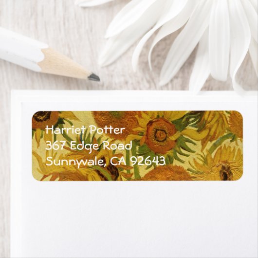 15つのひまわり花瓶、ファンゴッホファインアート ラベル (インサイチュ)