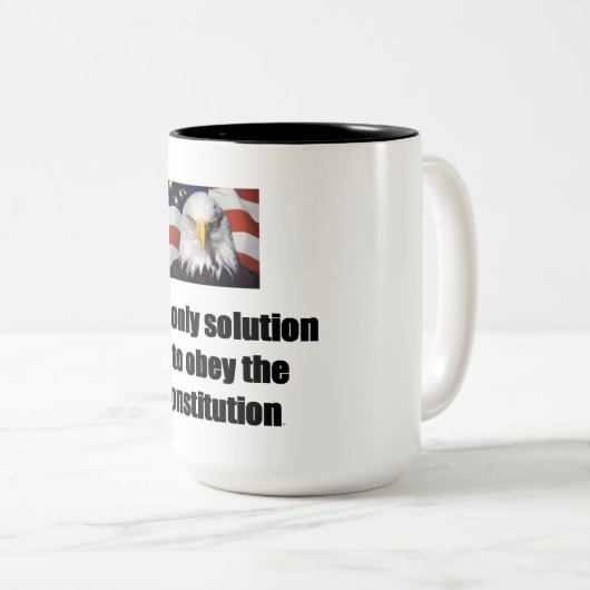 15のoz。 唯一の白頭鷲が付いているコーヒー・マグ ツートーンマグカップ (正面右)